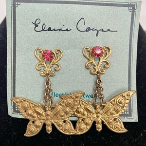 Elaine Coyne Brass Butterfly Earrings